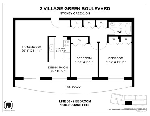 A floor plan for a home at 2 Village Green Boulevard in Stoney Creek, Ontario.